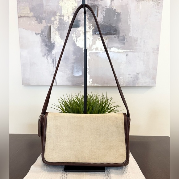 Coach Bleeker Vintage Linen and Leather Made in USA